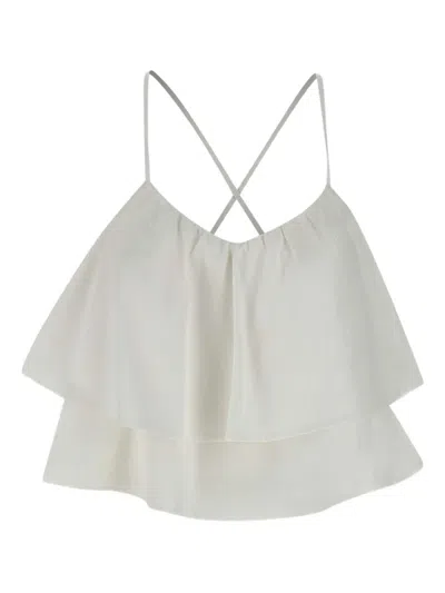 Sun68 Double-frill Top In White