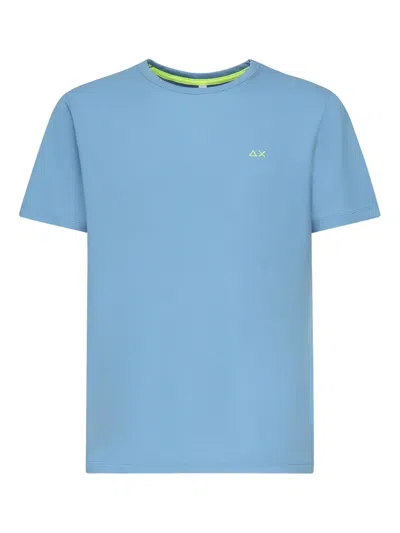 Sun68 Embroidered Crew-neck T-shirt In Blue