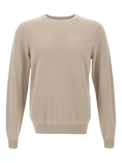 Sun68 Embroidered-logo Cotton Sweater In Neutral