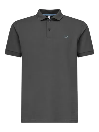 Sun68 Embroidered-logo Polo Shirt In Gray