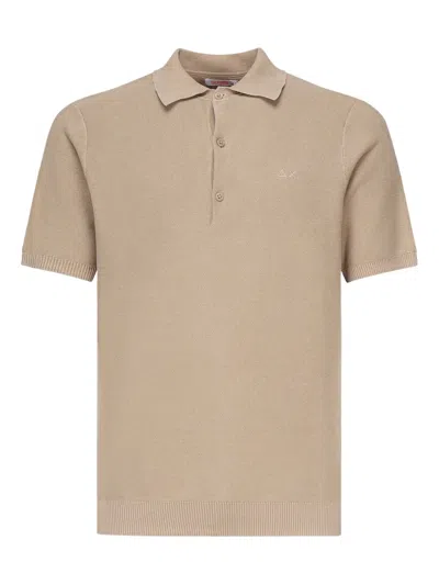 Sun68 Knitted Polo Shirt In Brown