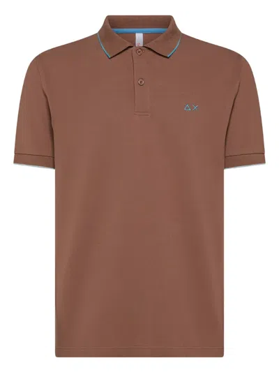 Sun68 Logo-embroidered Polo Shirt In Brown