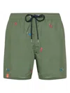 Sun 68 Octopus-embroidered Swim Shorts In Green