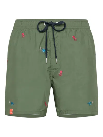 SUN 68 OCTOPUS-EMBROIDERED SWIM SHORTS