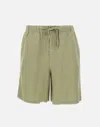 Sun68 Sage Green Linen Drawstring Shorts