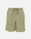 Sun68 Sage Green Linen Drawstring Shorts