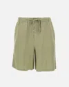 Sun68 Sage Green Linen Drawstring Shorts