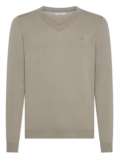 Sun68 V-neck Logo-embroidered Sweater In Neutral
