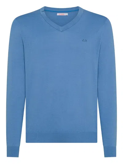 Sun68 V-neck Sweater In Blue