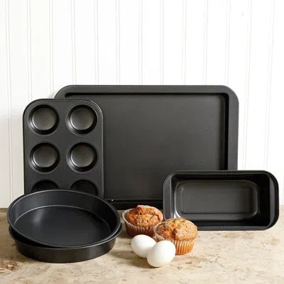 Sunbeam 5 Piece Non-stick Carbon Steel Bakeware Set In Black