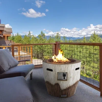 Sunbeam Alpine Thermoset Resin Propane Fire Pit In Brown;ivory
