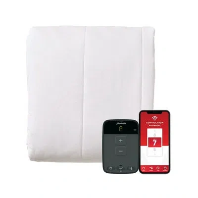 Sunbeam Electric Polyester Heated Mattress Pad In White