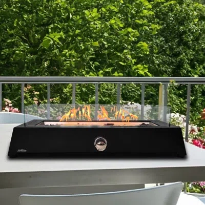 Sunbeam Outdoor Bolt Steel Tabletop Fire Pit In Matte Black