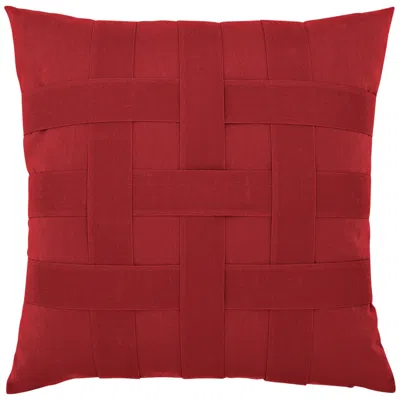 Sunbrella Basketweave Rouge 20" Square Indoor-outdoor Pillow
