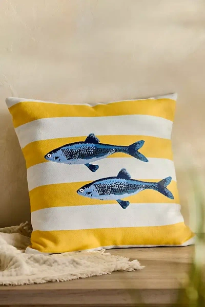 Sunbrella Capri Fish Outdoor Pillow In Yellow