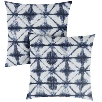Sunbrella Outdoor Boho Knife Edge Pillow Set Of 2 In Blue,white Ikat