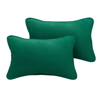 Sunbrella Outdoor Solid Corded Pillow Set Of 2 In  - Canvas Forest Green