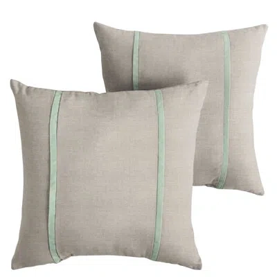 Sunbrella Outdoor Solid Double Petite Flange Pillow Set Of 2 In Gray,teal