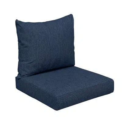 Sunbrella Outdoor Solid Knife Edge Deep Seating Pillow And Cushion Set In Blue