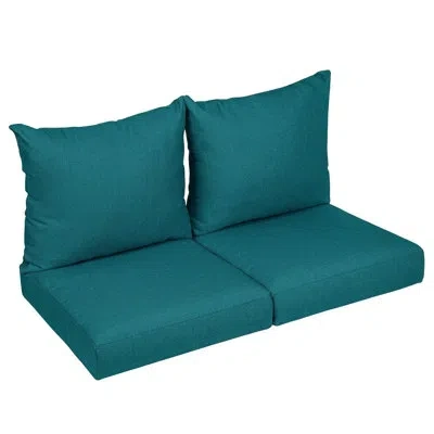 Sunbrella Outdoor Solid Loveseat Pillow And Cushion Set In Green
