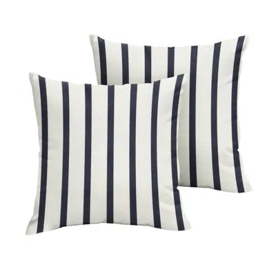 Sunbrella Outdoor Stripe Knife Edge Pillow Set Of 2 In  - Lido Indigo