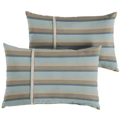 Sunbrella Outdoor Stripe Single Large Flange Pillow Set Of 2 In  - Gateway Mist