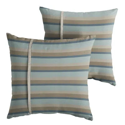 Sunbrella Outdoor Stripe Single Petite Flange Pillow Set Of 2 In  - Gateway Mist