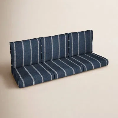 Sunbrella Striped 6 Piece Outdoor Sofa Cushion In Blue