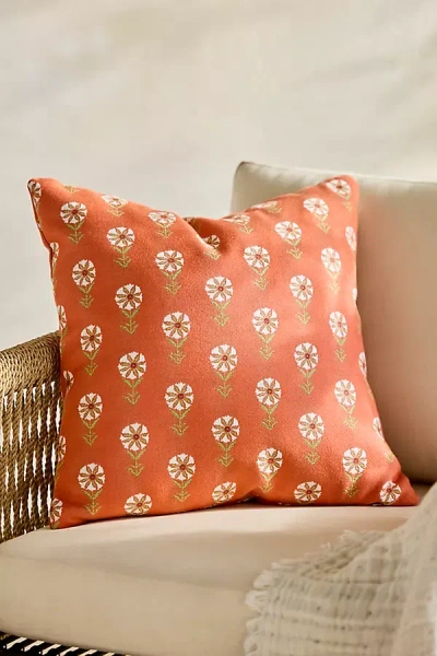 Sunbrella Tangerine Floral Outdoor Pillow In Orange