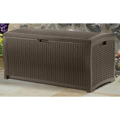 Suncast Water Resistant Resin Lockable Deck Box In Brown