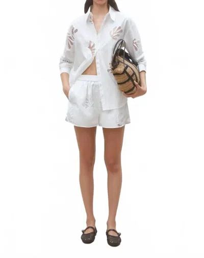 Suncoo Bosco Embroidered Poplin Shorts In Off White