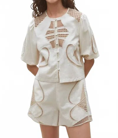 Suncoo Brest Embroidered Short In Camel In White