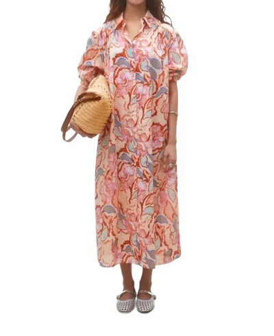 Suncoo Cadix Long Shirt Midi Dress In Blush In Pink