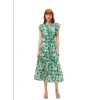 SUNCOO CALIPSO PRINTED DRESS IN GREEN FROM