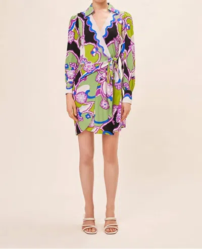 Suncoo Caliste Wrap Dress In Anis In Multi