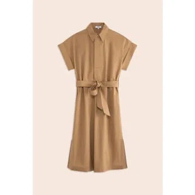 Suncoo Camel Clodie Midi Dress In Brown