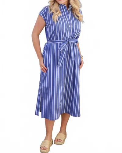 Suncoo Cara Shirt Dress In Blue Stripe