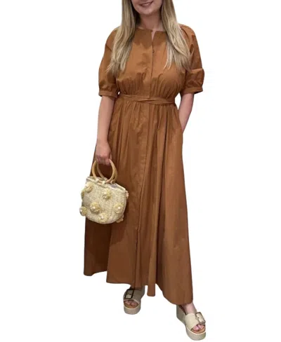 Suncoo Cassie Dress In Tan In Multi