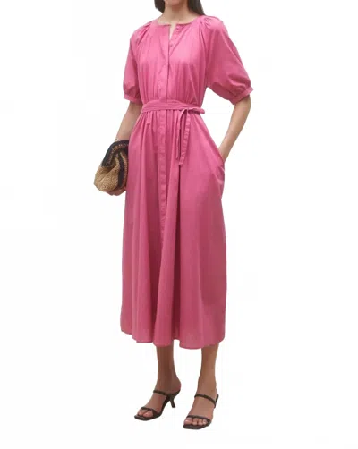 Suncoo Cassie Long Poplin Midi Dress In Bois De Rose In Multi