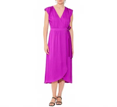 Suncoo Cesaria Midi Wrap Dress In Violet In Pink