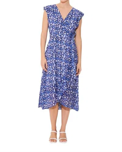 Suncoo Chira Midi Graphic Print Dress In Blue