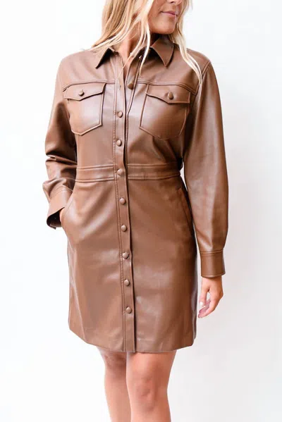Suncoo Chocolate Leather Dress In Beige