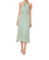 Suncoo Copelia Halter Midi Dress In Vert D'eau In Multi