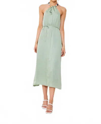 Suncoo Copelia Halter Midi Dress In Vert D'eau In Multi