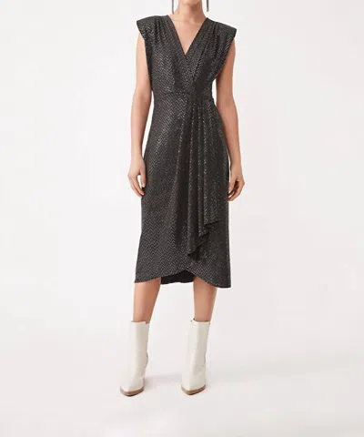 Suncoo Cosima Sleeveless Midi Dress With Lurex In Noir In Grey