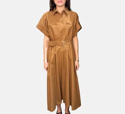 Suncoo Cristal Shirtwaist Maxi Dress In Tabacco In Brown