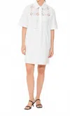 Suncoo Cross Button Front Mini Dress In White In White