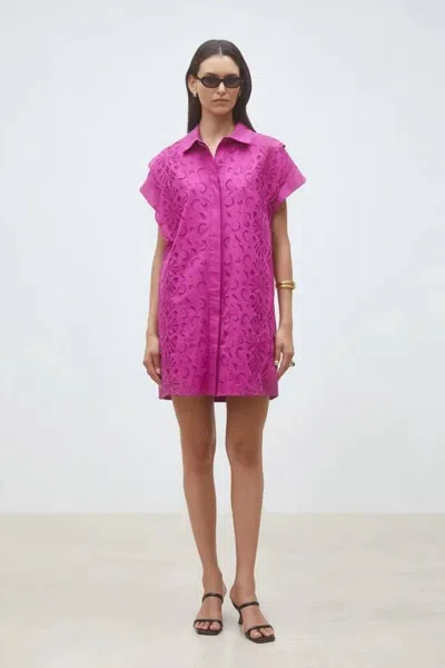 Suncoo Cross Mini Dress In Framboise In Pink