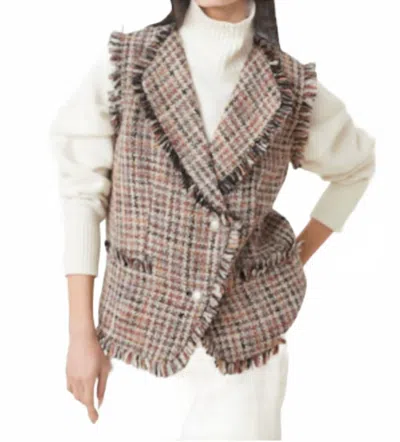Suncoo Divy Sleeveless Tweed Jacket Vest In Rouge In Multi