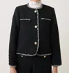 Suncoo Tweed Jacket In Black And White In Black